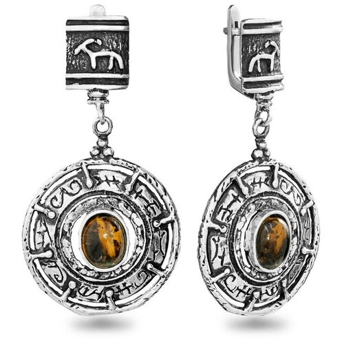 Серьги из серебра SADAF 925 пробы с тигровым глазом О-414тг