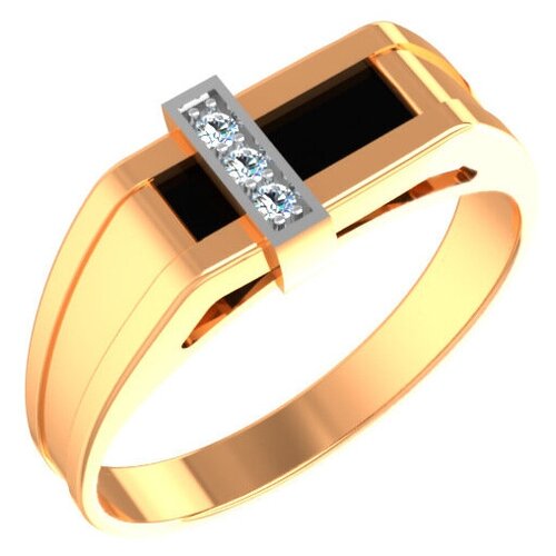 фото Кольцо из золота с ониксом и фианитами яхонт ювелирный арт. 161878