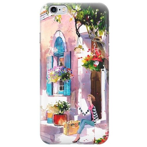 фото Cиликоновый прозрачный чехол artcolor для apple iphone 6s / 6 с принтом "девочка на цветущей улочке" re:pa