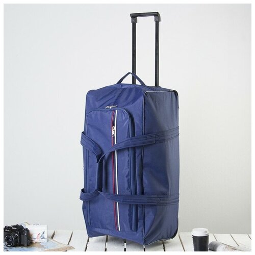 фото Сумка дорожная на колёсах, отдел на молнии, 3 наружных кармана, цвет синий зфтс