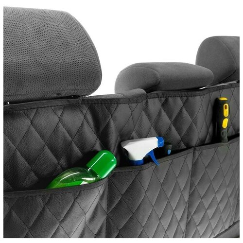 фото Органайзер на спинку сиденья в багажник, экокожа, ромб, черный, размер 95х40 см нет бренда