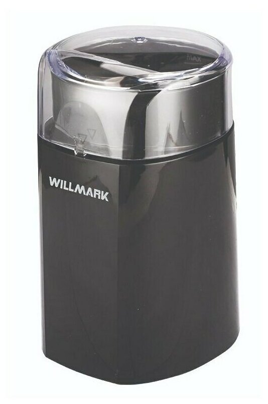 Кофемолка WILLMARK WCG-215 (180Вт, 60г, прозрачная крышка, ротационный нож) Чёрный
