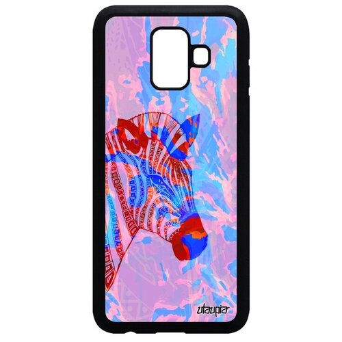 фото Противоударный чехол на смартфон // galaxy a6 2018 // "зебра" horse африка, utaupia, розовый