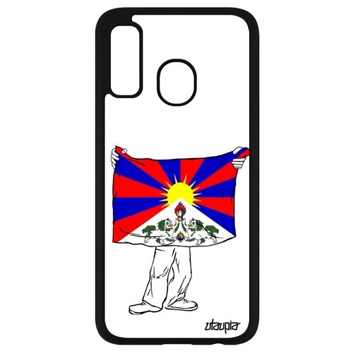 фото Защитный чехол для телефона // samsung galaxy a40 // "флаг тибета с руками" путешествие дизайн, utaupia, белый