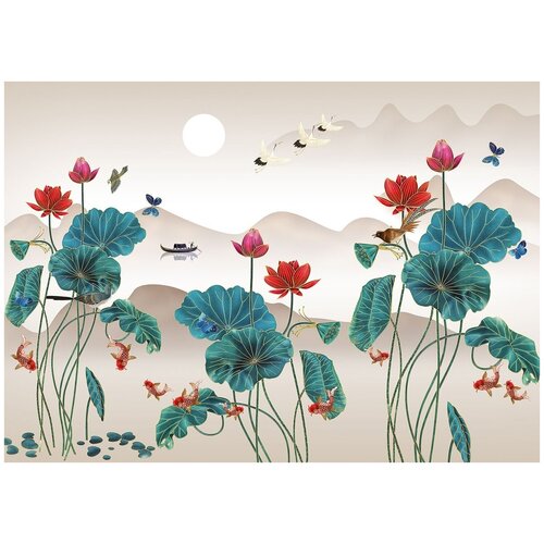 акварельные цветы виниловые фотообои 211х150 см Япония. Цветы - Виниловые фотообои, (211х150 см)