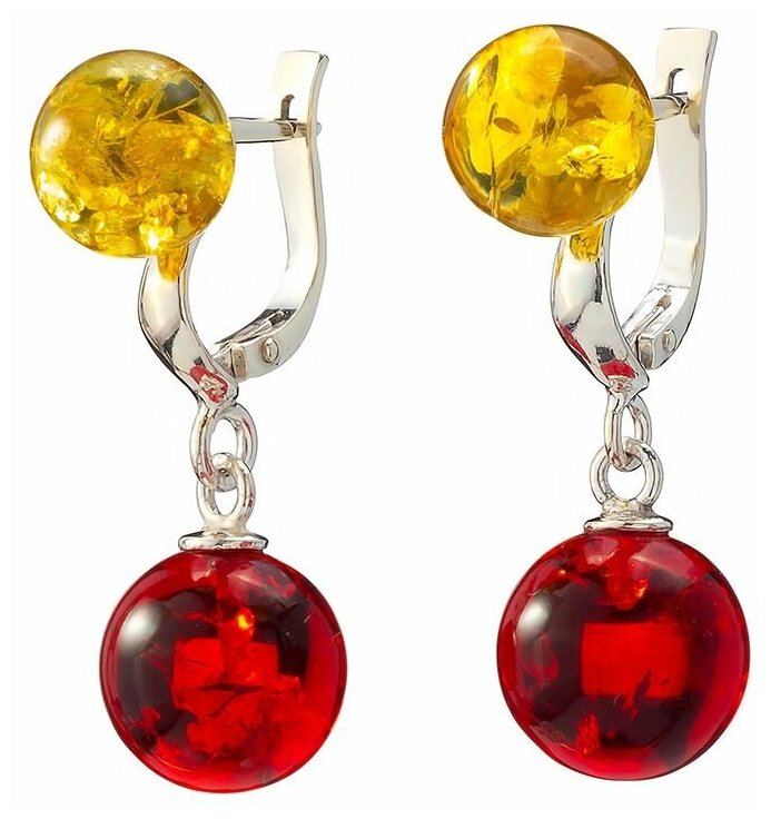 Серьги Amberprofi, серебро, 925 проба, янтарь