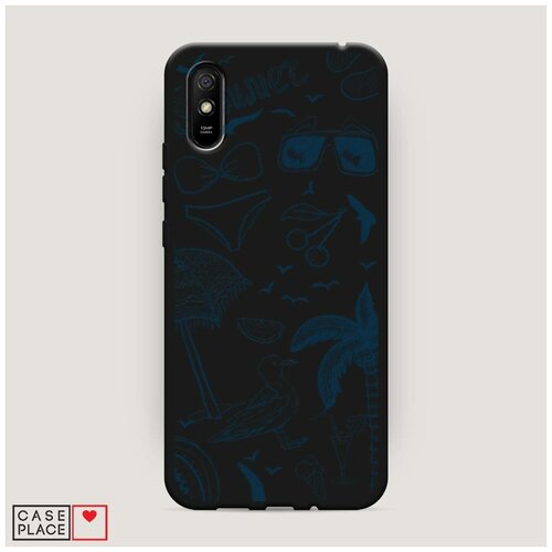 фото Чехол силиконовый матовый xiaomi redmi 9a beach travel case place