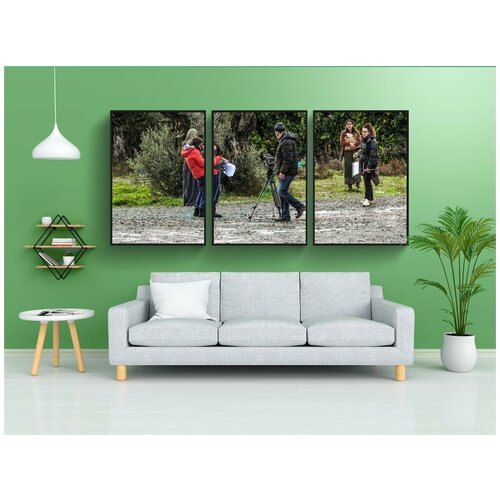 фото Набор модулных постеров для интерьера "съемочная группа, съемки фильма, фильм" 60x90 см. в тубусе, без рамки lotsprints