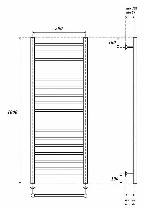 Полотенцесушитель водяной Point PN10150S П15 500x1000 хром - фотография № 5