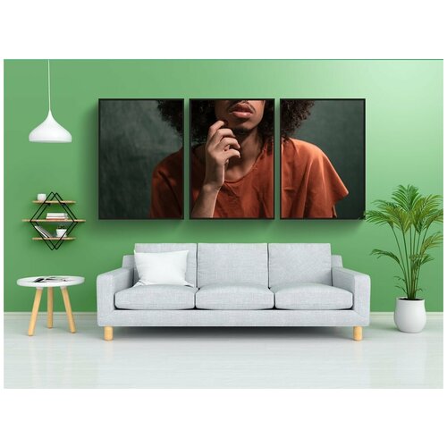 фото Набор модулных постеров для интерьера "человек, портретная, афро" 60x90 см. в тубусе, без рамки lotsprints