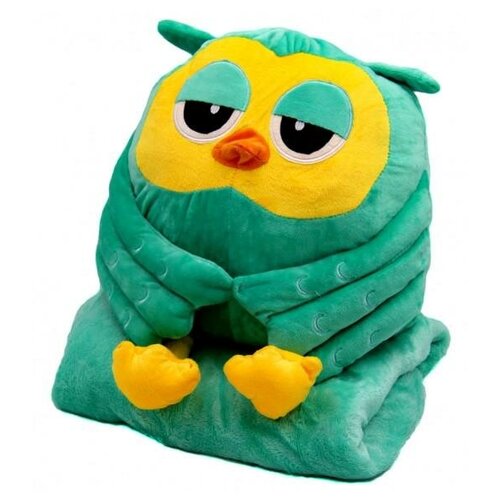 фото Мягкая игрушка-подушка "сова" с пледом (3 в 1),50 см зеленая angeltoys