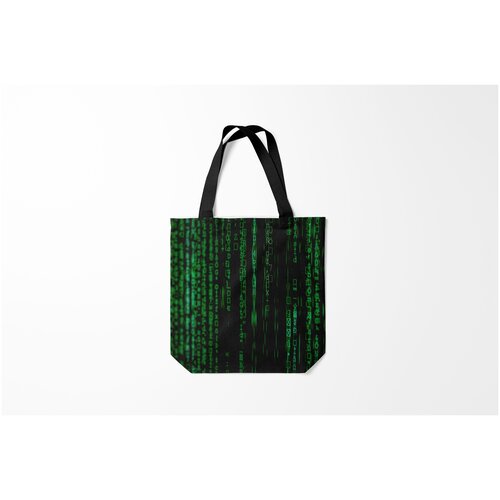 фото Сумка-шоппер / 40х40 см / неоновые принты / надписи матрица букв и чисел burnettie