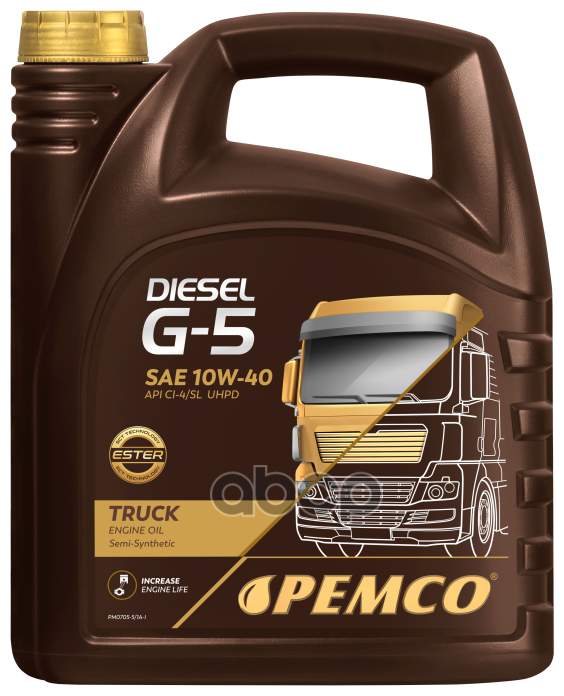 PEMCO 10W-40 Diesel G-5 Uhpd 5Л (Полусинт. Мотор. Масло)