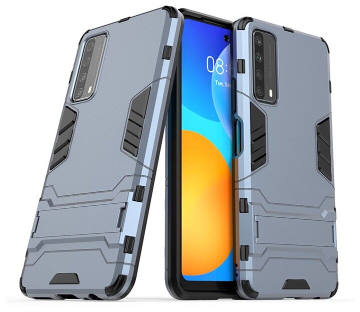 Противоударный чехол Transformer-2 с функцией подставки для Huawei P Smart 2021 синий — фото 1