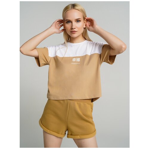 фото Футболка с кор.рукавом твое 75641 размер xs, бежевый, women