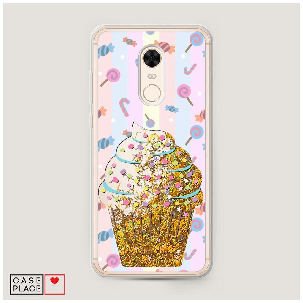 Жидкий чехол с блестками "Пироженка и сладости" на Xiaomi Redmi 5 Plus / Сяоми Редми 5 Плюс