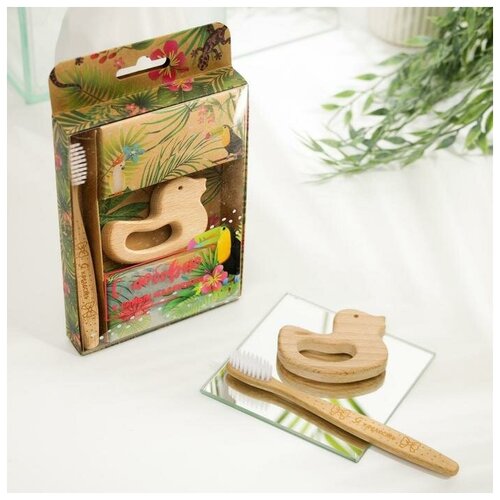 Купить Арт Узор Набор «Прелесть»: бамбуковая зубная щетка, деревянная игрушка, Зубные щетки