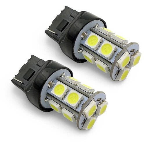 Лампа автомобильная светодиодная AVS A07191S (T048b T20/Красный/(W3*16d) 13smd 5050, 2 Contact, Коробка 2 Шт. )