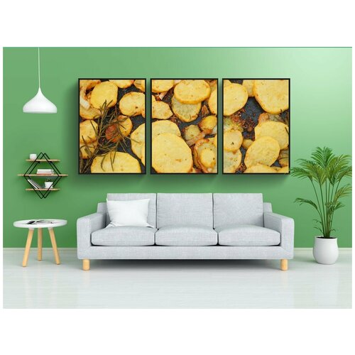фото Набор модулных постеров для интерьера "картошка, печеный картофель, жареный" 60x90 см. в тубусе, без рамки lotsprints