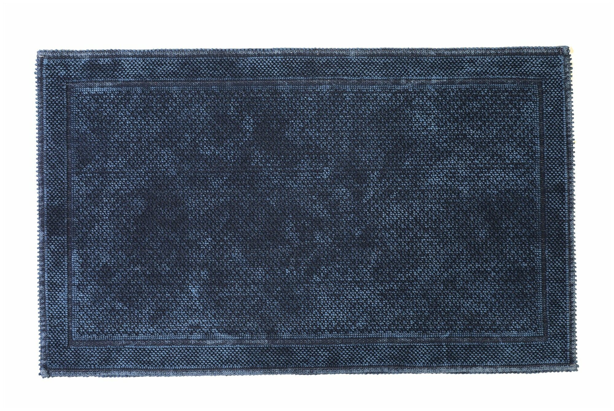 фото Коврик прикроватный на пол, коврик для ванной и туалета безворсовый хлопковый 50x60 см, Alize, Турция, Stoned, темно-синий
