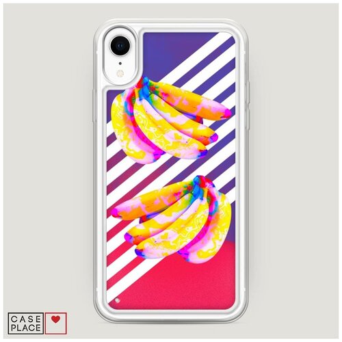 фото Чехол неоновый жидкий iphone xr (10r) white bananas case place