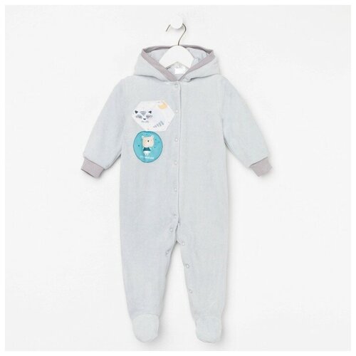 фото Комбинезон утеплённый для мальчика, цвет серый, рост 68 без бренда