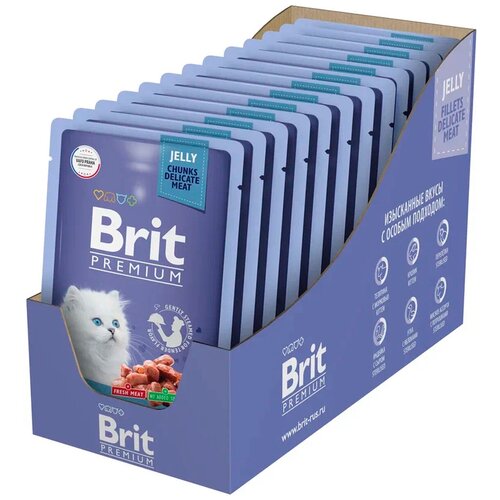 Паучи для котят Brit Premium, телятина с морковью в желе, 14 шт. х 85 г