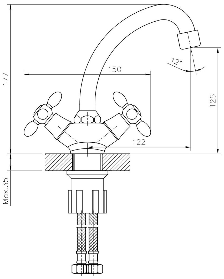 Смеситель для умывальника монолитный Decoroom DR53012