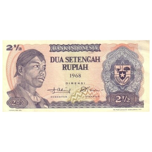 Индонезия 2,5 рупии 1968 г. Генерал Судирман UNC индонезия 2000 рупии 2016 2017