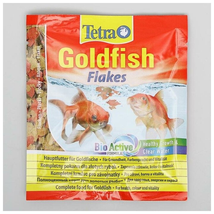 TetraGoldfish корм в хлопьях для всех видов золотых рыбок 12 г (sachet) - фотография № 4