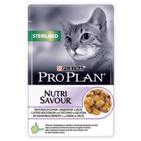Влажный корм для стерилизованных кошек Pro Plan Sterilised Nutrisavour кусочки с индейкой в желе, упаковка 85 г х 26 шт.