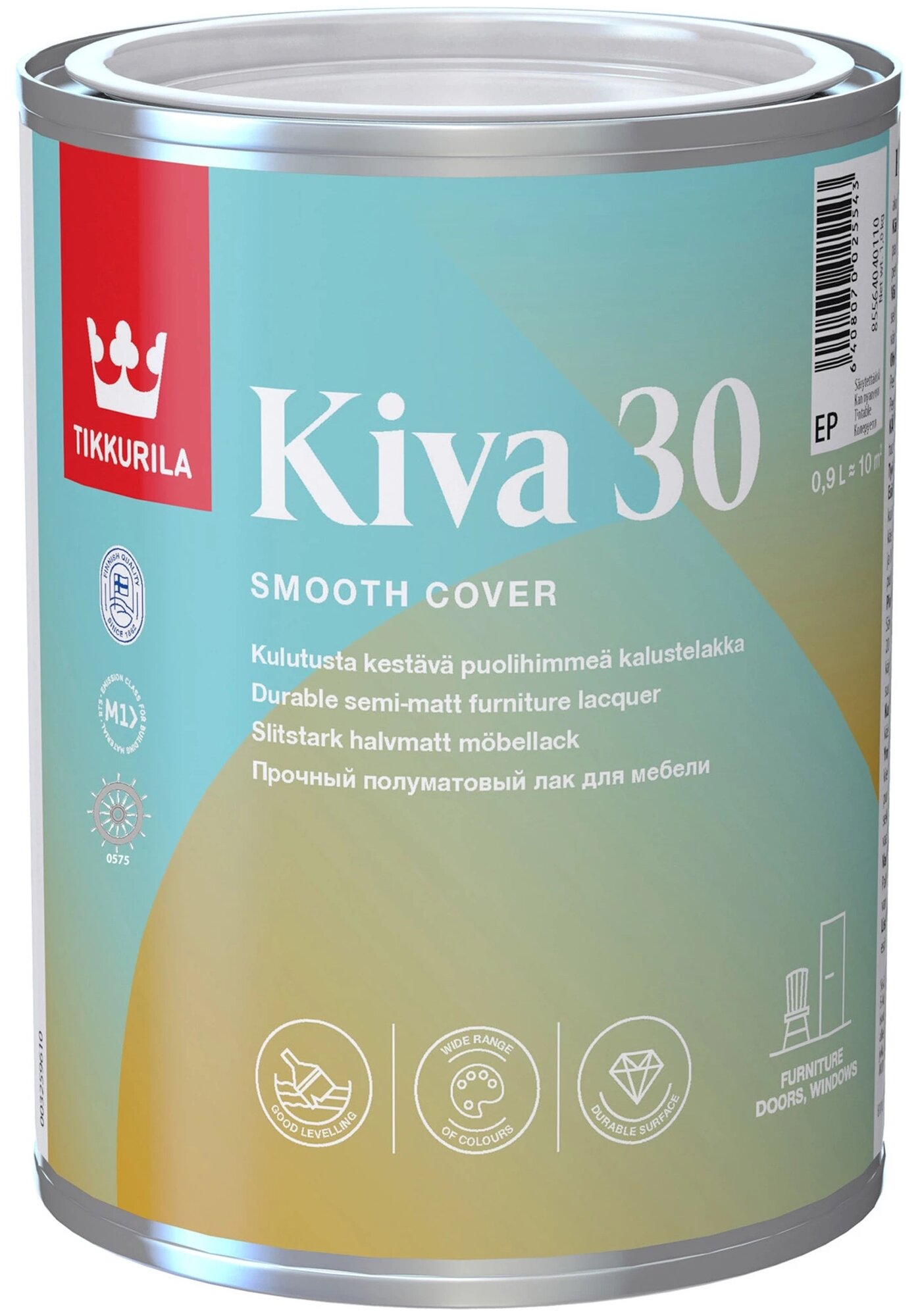 Tikkurila Kiva 30 бесцветный, полуматовая, 1.07 кг, 0.9 л