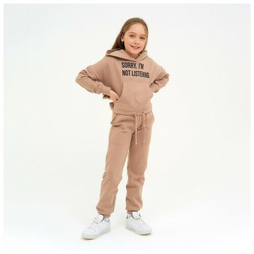 фото Брюки для девочки а.220176-67, цвет бежевый, рост 128 см veresk