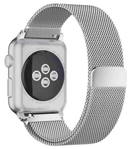 Ремешок для часов Apple Watch миланская петля 38-40 мм, серебро / Браслет для Apple Watch / Металлический браслет для Эпл Вотч / Series 1-6, SE