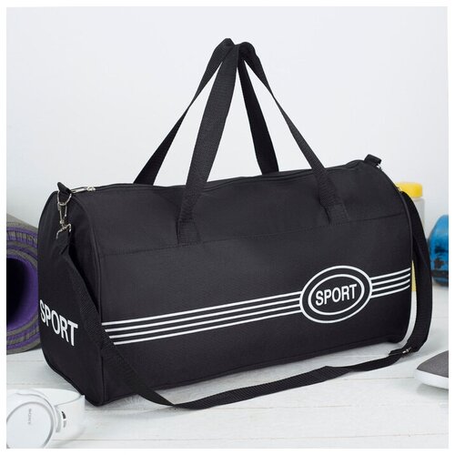 фото Сумка спортивная, отдел на молнии, длинный ремень, цвет чёрный inhome