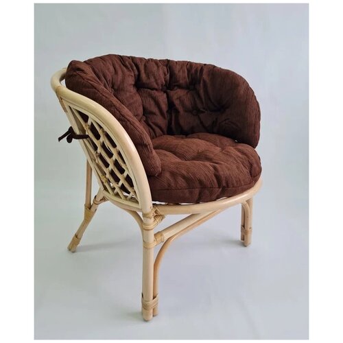 Кресло из натурального ротанга с большой коричневой подушкой Багама, цвет натуральный
