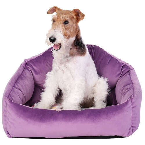 Лежак для собак и кошек с рельефной спинкой Монморанси "Корона", цвет лавандовый,50см*40см.