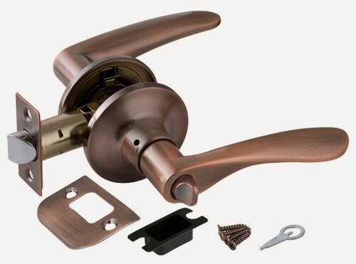 Изображение товара Ручка с защелкой межкомнатная, на круглой розетке 6020 AC-B (фиксатор) медь