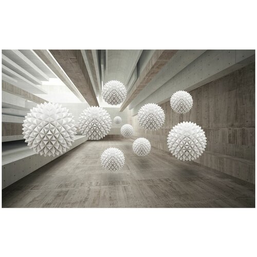 Фотообои Уютная стена Текстурные шары в урбанистичном интерьере 430х270 см Бесшовные Премиум (единым полотном)
