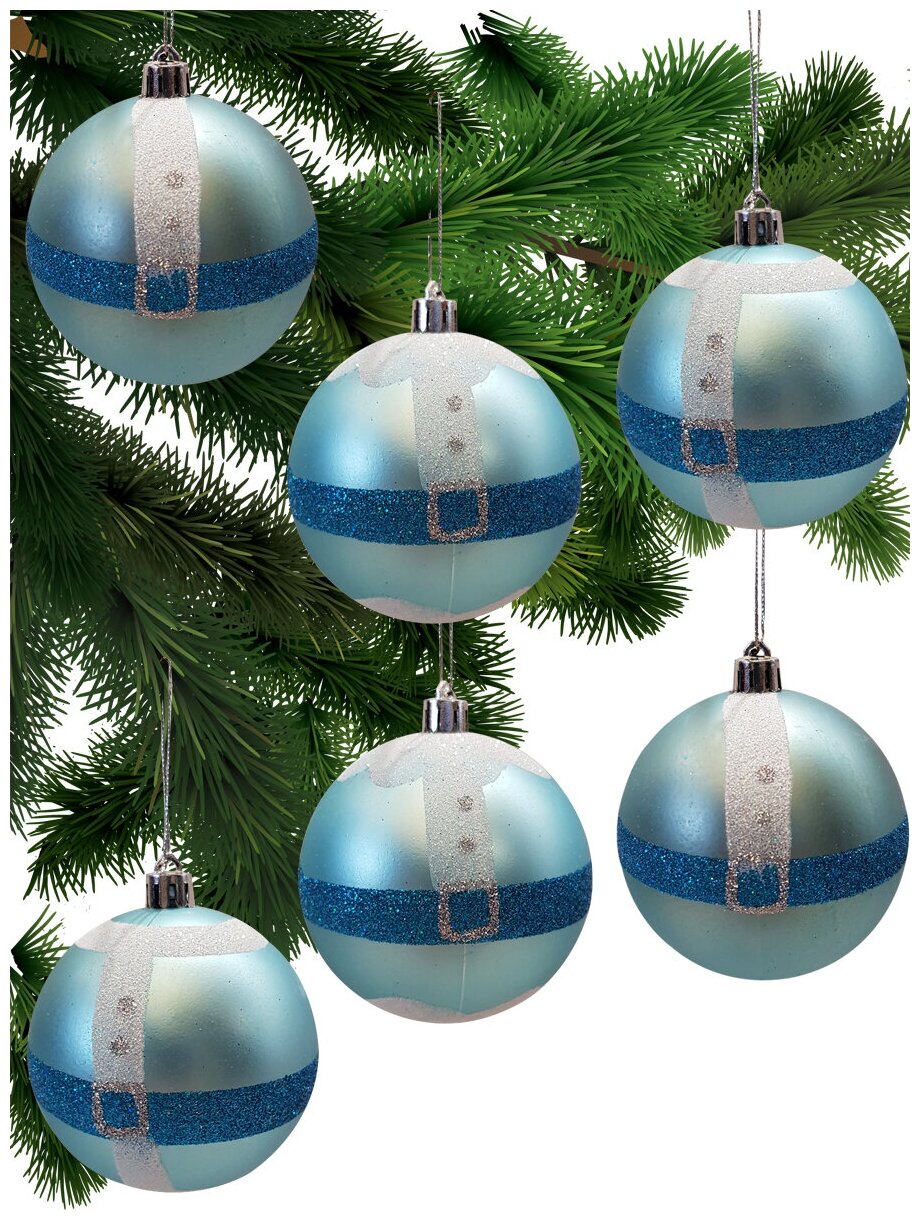 Набор шаров Winter Tale - 6шт, пластик, D8см, Диз.2 (голубые)