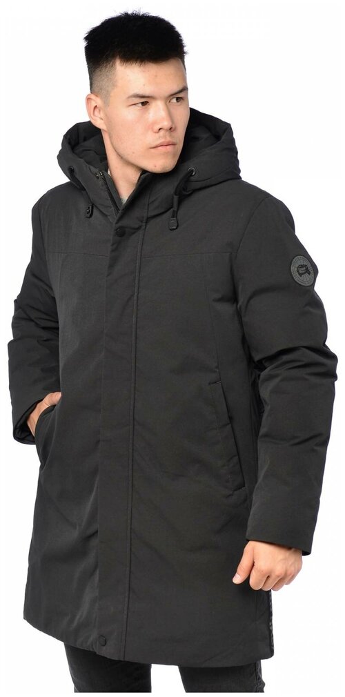 куртка KASADUN зимняя, силуэт прямой, внутренний карман, карманы, несъемный капюшон, манжеты, размер 52, серый