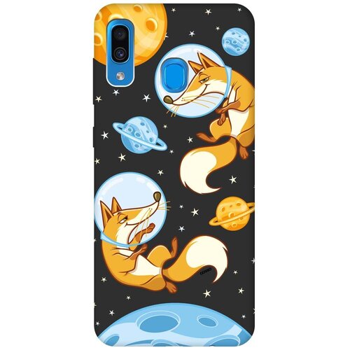 фото Силиконовая чехол-накладка silky touch для samsung galaxy a20 / a30 с принтом "cosmofoxes" черная gosso