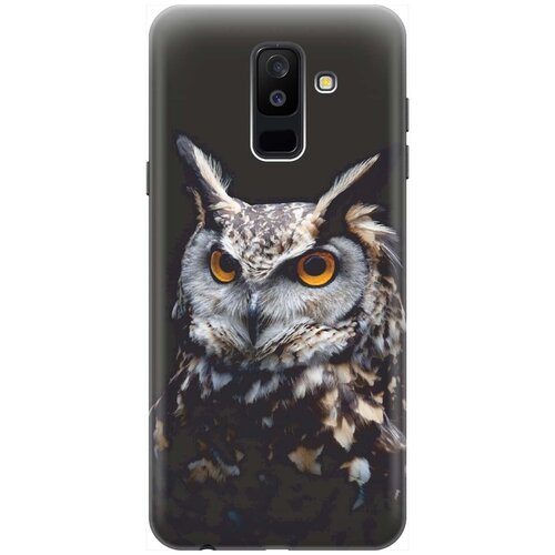 фото Re:paчехол - накладка artcolor для samsung galaxy a6 plus (2018) с принтом "сова на темном фоне"