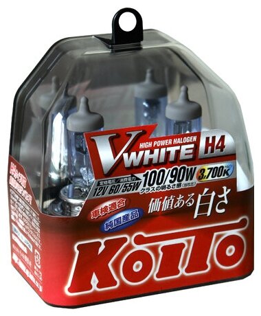 Лампа высокотемпературная Koito Whitebeam H4 12V 60/55W (100/90W) 3700K (комплект 2 шт.) арт. P0746W