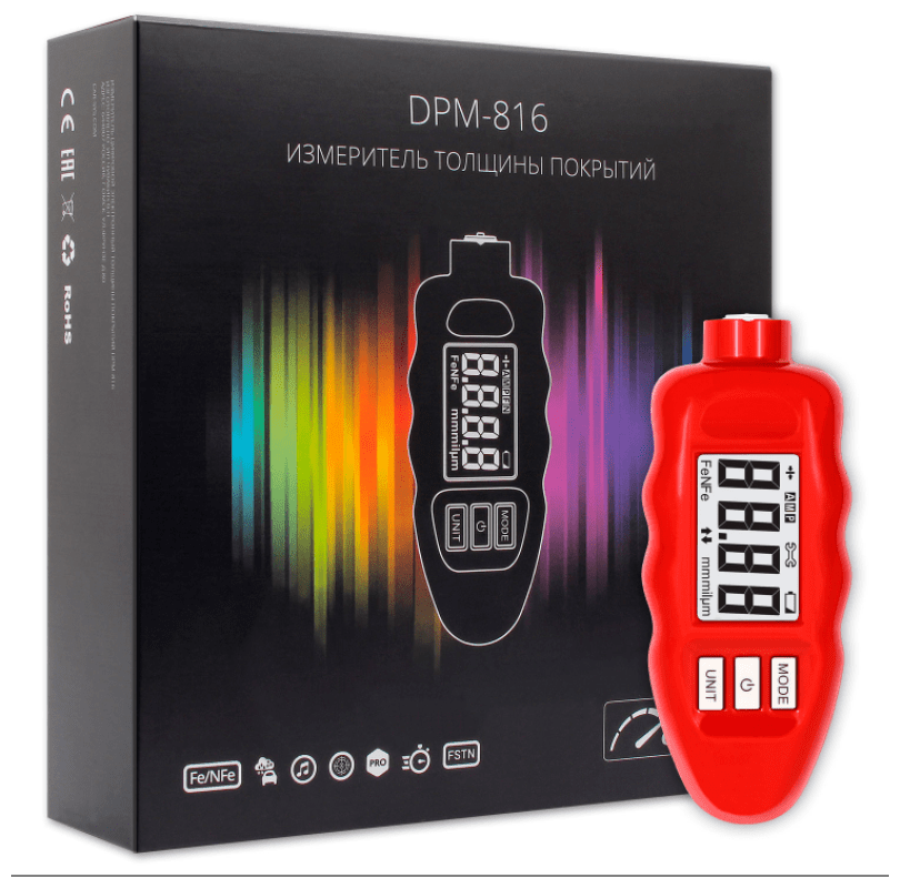 Толщиномер CARSYS DPM-816 PRO комплект COMBO с чехлами (красный) - фото №2