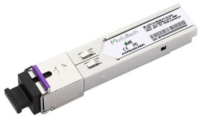 Industrial SFP WDM 1,25 Гбит/с, 10 км, 1490/1310 нм, SMF, SC