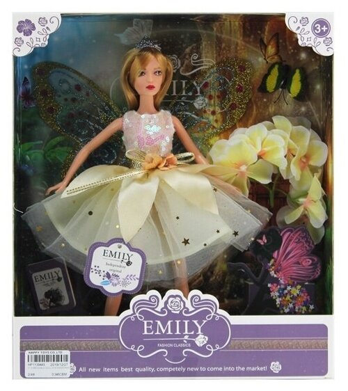 Кукла ABtoys Emily Сиреневая серия Фея (бежевое платье), аксессуары, 30см