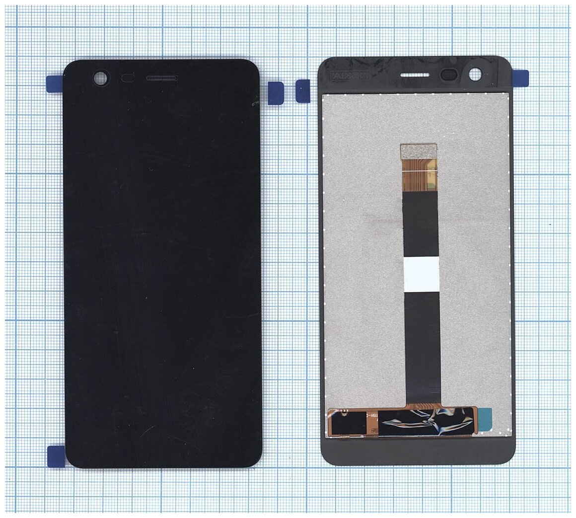 Дисплей (экран) в сборе с тачскрином для Nokia 2 черный / 1280x720