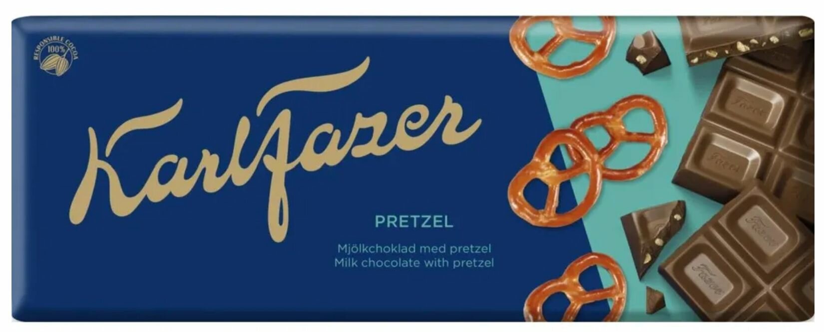 Молочный шоколад с хрустящим кренделем Karl Fazer Pretzel, 180 гр.