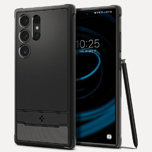 Изображение товара Чехол Spigen на Samsung Galaxy S24 Ultra (ACS07286) Rugged Armor / Спиген чехол для Галакси С24 Ультра накладка, противоударный, с защитой камеры, черный